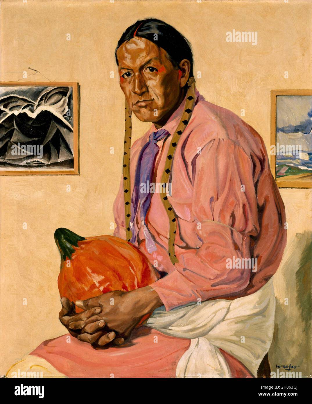 Walter Ufer Artwork - Portrait of a man with a Pumpkin - c1920 Stockfoto