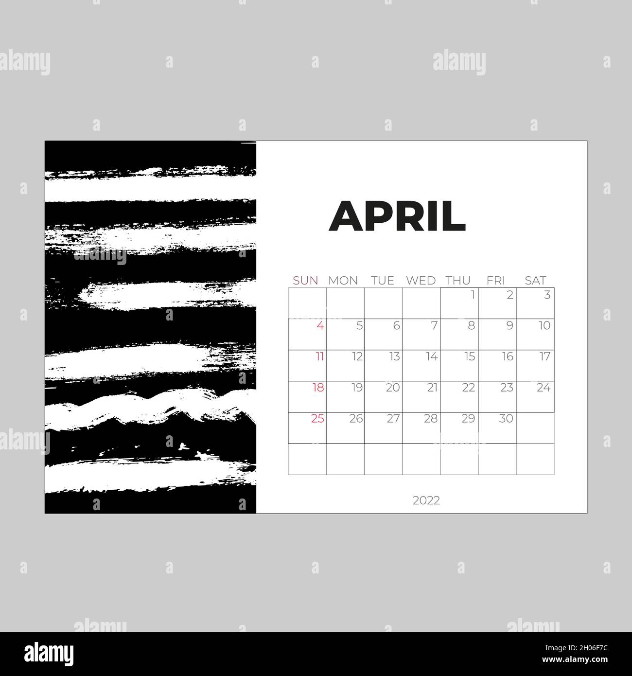 Kalender 2022 Design, Vorlage April Monat, Tischkalender 2022 Layout,  Werbung, Druck Stock-Vektorgrafik - Alamy