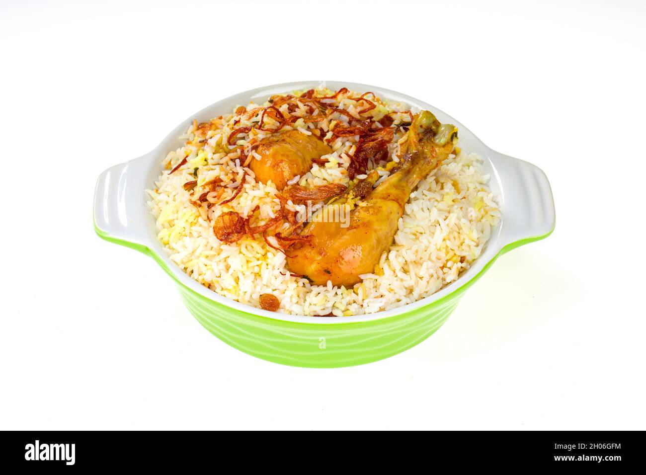 Huhn biryani, kerala Stil Huhn dhum biriyani mit Jeera Reis und Gewürzen gemacht. Stockfoto