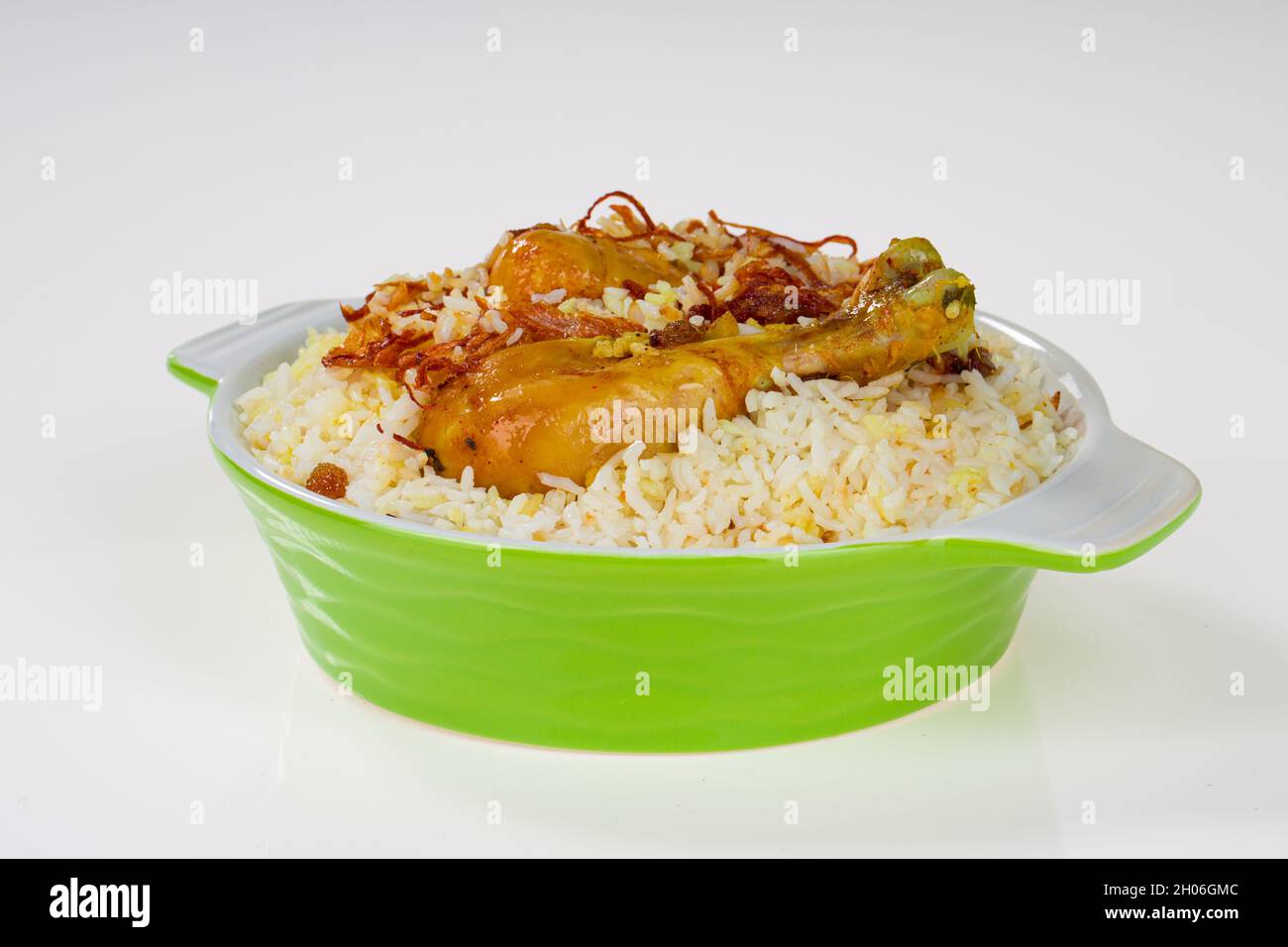 Huhn biryani, kerala Stil Huhn dhum biriyani mit Jeera Reis und Gewürzen gemacht. Stockfoto