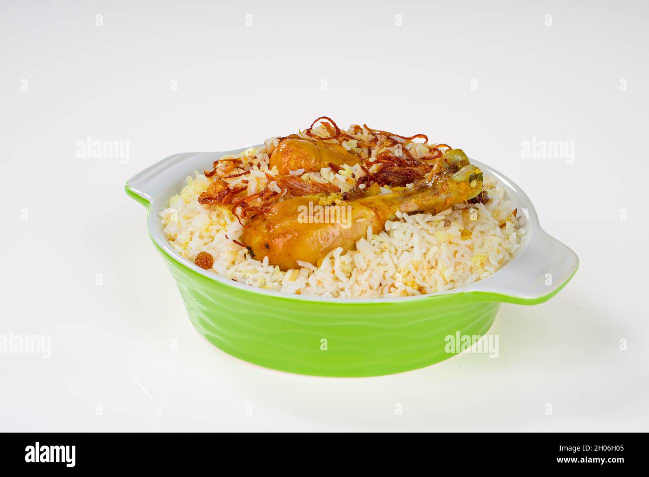 Huhn biryani, kerala Stil Huhn dhum biriyani mit Jeera Reis und Gewürzen gemacht. Stockfoto
