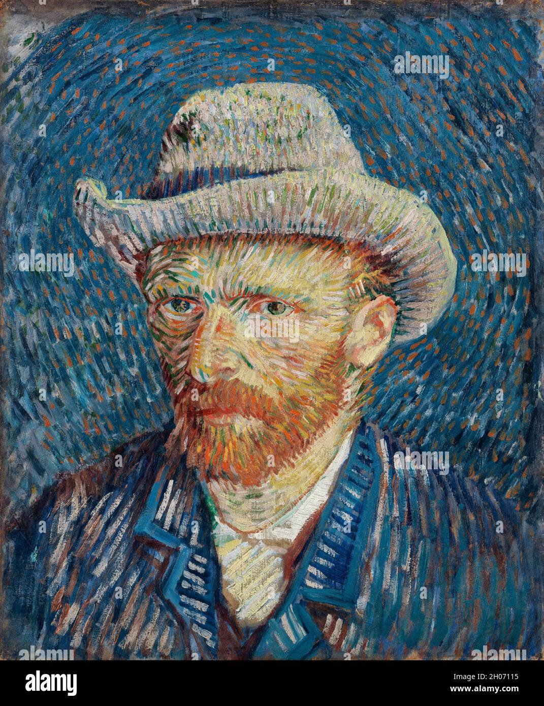 Vincent van Gogh Selbstporträt mit grauem Filzhut (1887). Stockfoto