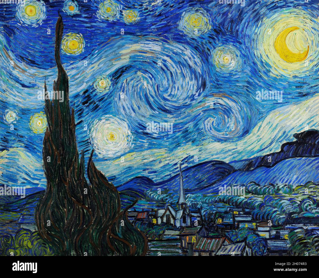 Die Sternennacht (1889) von Vincent Van Gogh. Stockfoto