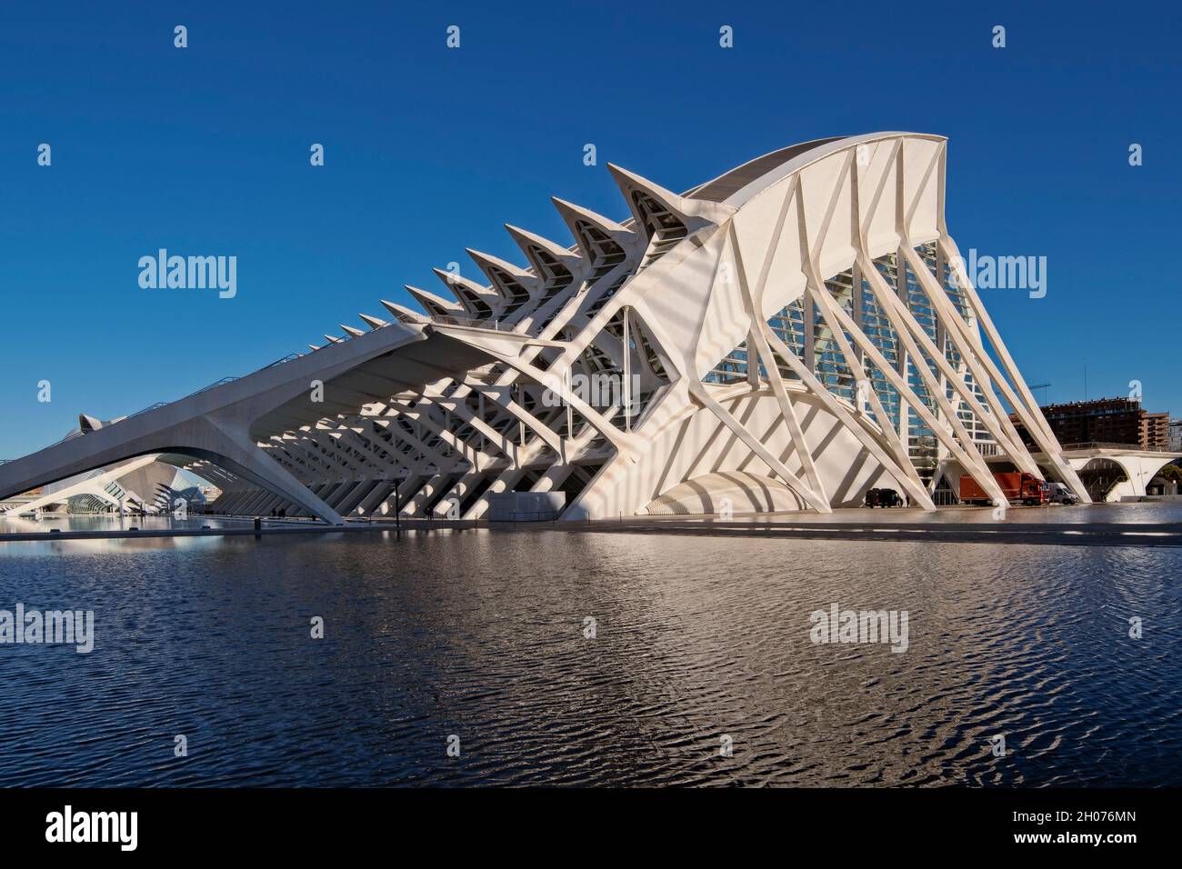 Stadt der Künste und Wissenschaften. Principe Felipe Wissenschaftsmuseum, Ciudad de las Artes y las Ciencias, Valencia, Spanien, Europa Stockfoto