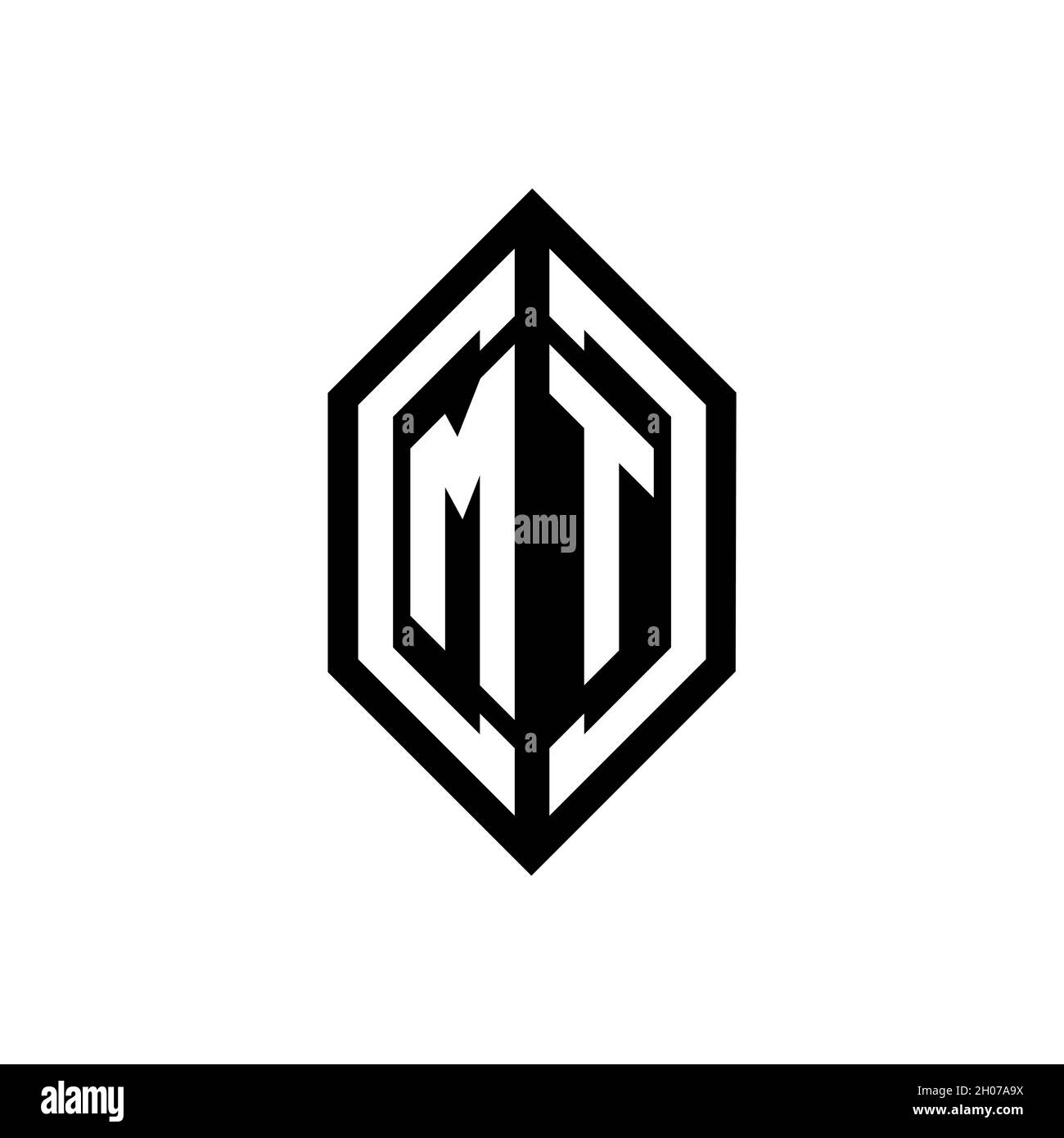 MT-Logo mit geometrischer Form Vektor Monogramm Design-Vorlage isoliert auf weißem Hintergrund Stock Vektor