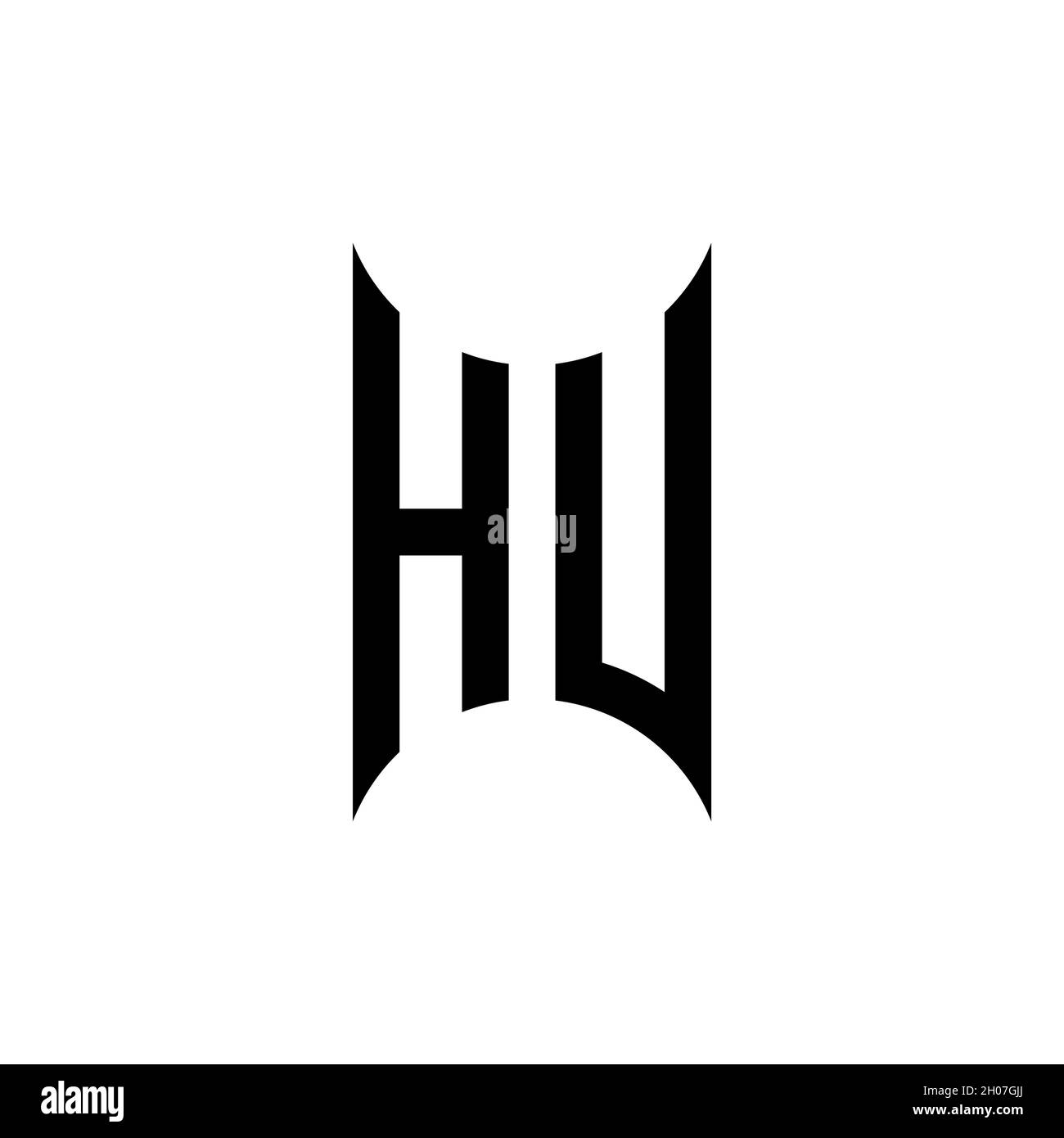 HU Monogram – Vorlage für geometrische Formen. Monogram Initial Design Vector auf isoliertem Hintergrund Stock Vektor