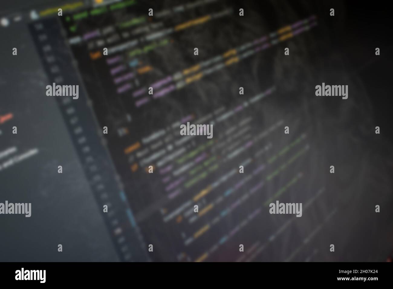 JavaScript NodeJS Hallo Welt Code auf dem Bildschirm unscharfe Hintergrundbild Stockfoto