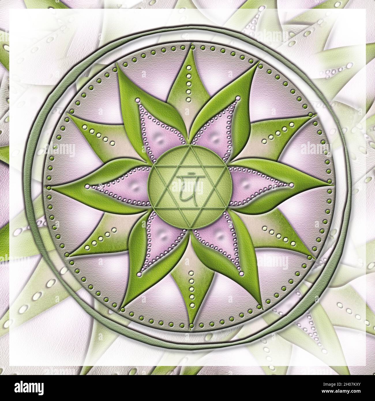 Herzchakra - ANAHATA - Akzeptanz, Liebe, Mitgefühl, Aufschrift - 'Ich LIEBE' Stockfoto