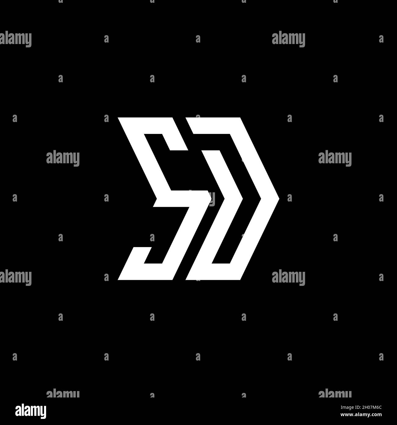 SD Monogram – Vorlage für geometrische Formen. Monogram Initial Design Vector auf isoliertem Hintergrund Stock Vektor