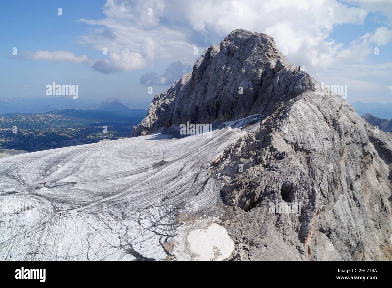 Schöner hoch verschneite Dachstein in Österreich (Steiermark in den Alpen) Stockfoto