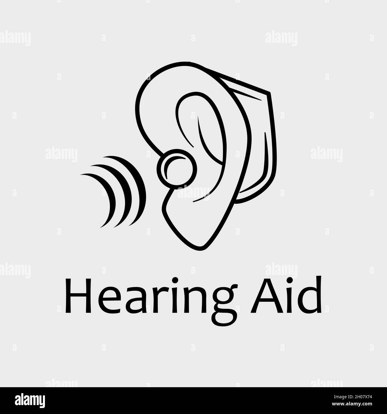 Vector Black and White Behind the Ear (BTE) Hörgerätsymbol. Hervorragend geeignet für Gesundheitsdienste, Zugänglichkeit und werbeunterstützte Technologien. Stock Vektor