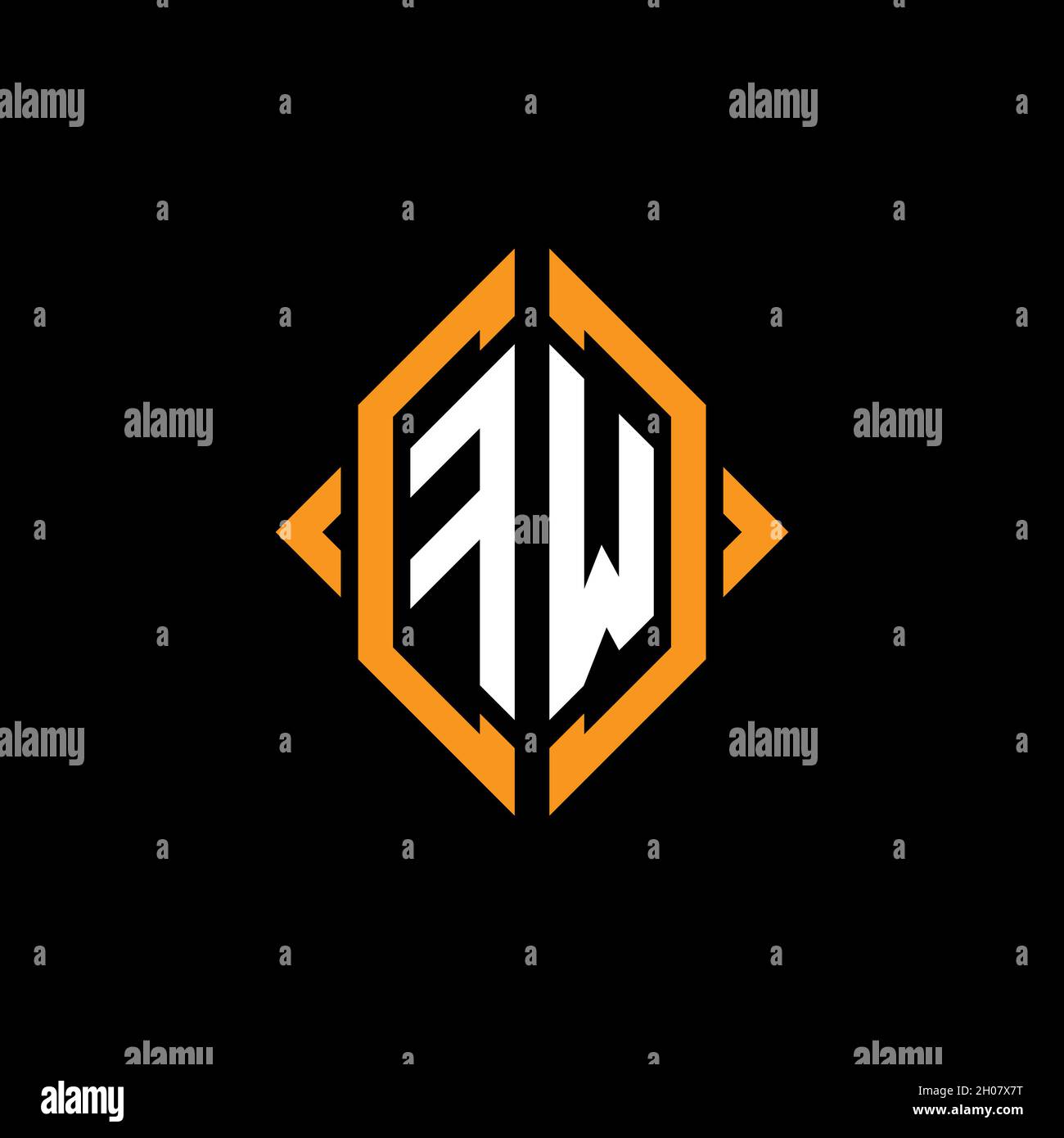 FW Monogram – Vorlage für geometrische Formen. Monogram Initial Design Vector auf isoliertem Hintergrund Stock Vektor