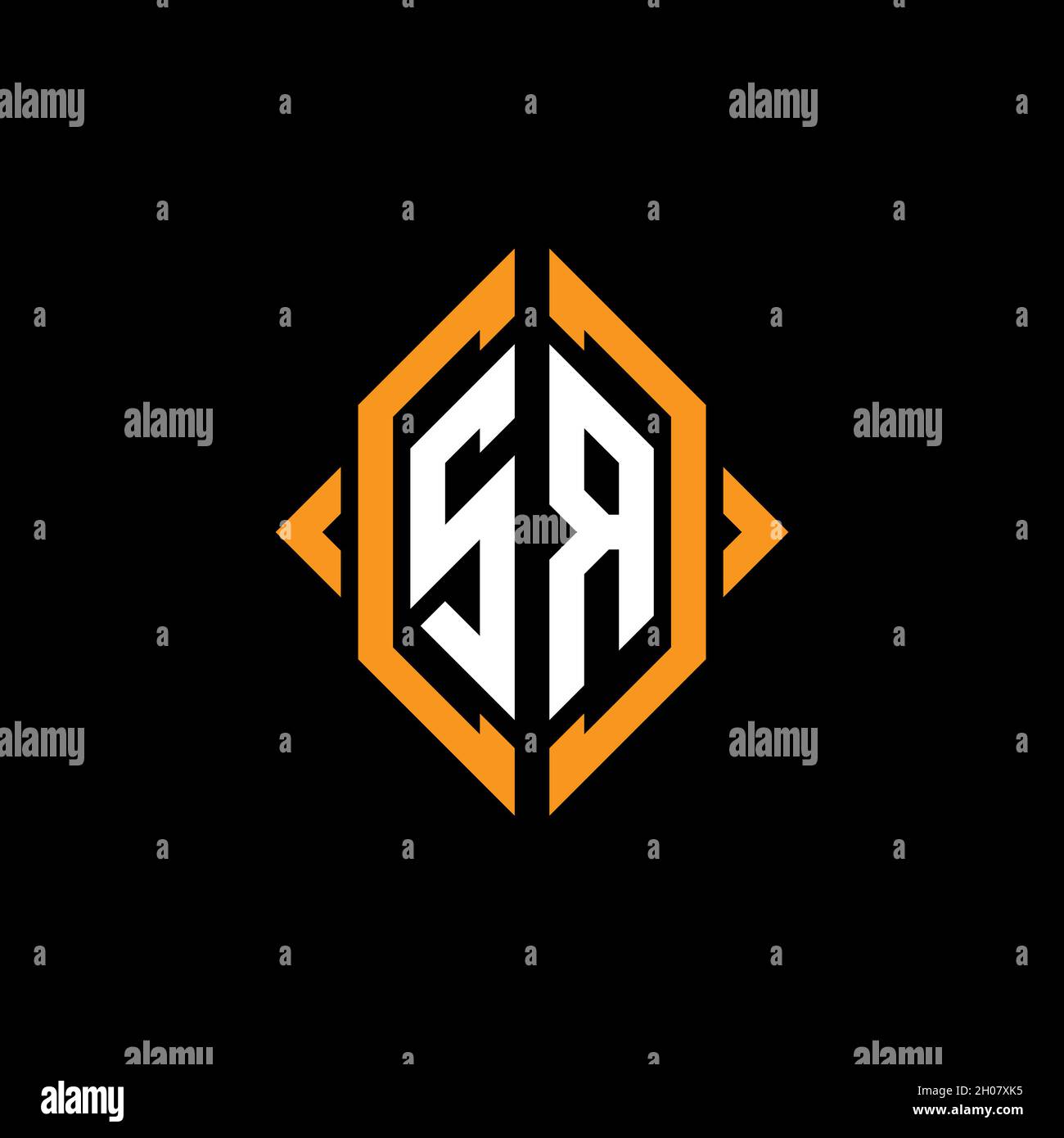 SR Monogram – Vorlage für geometrische Formen. Monogram Initial Design Vector auf isoliertem Hintergrund Stock Vektor