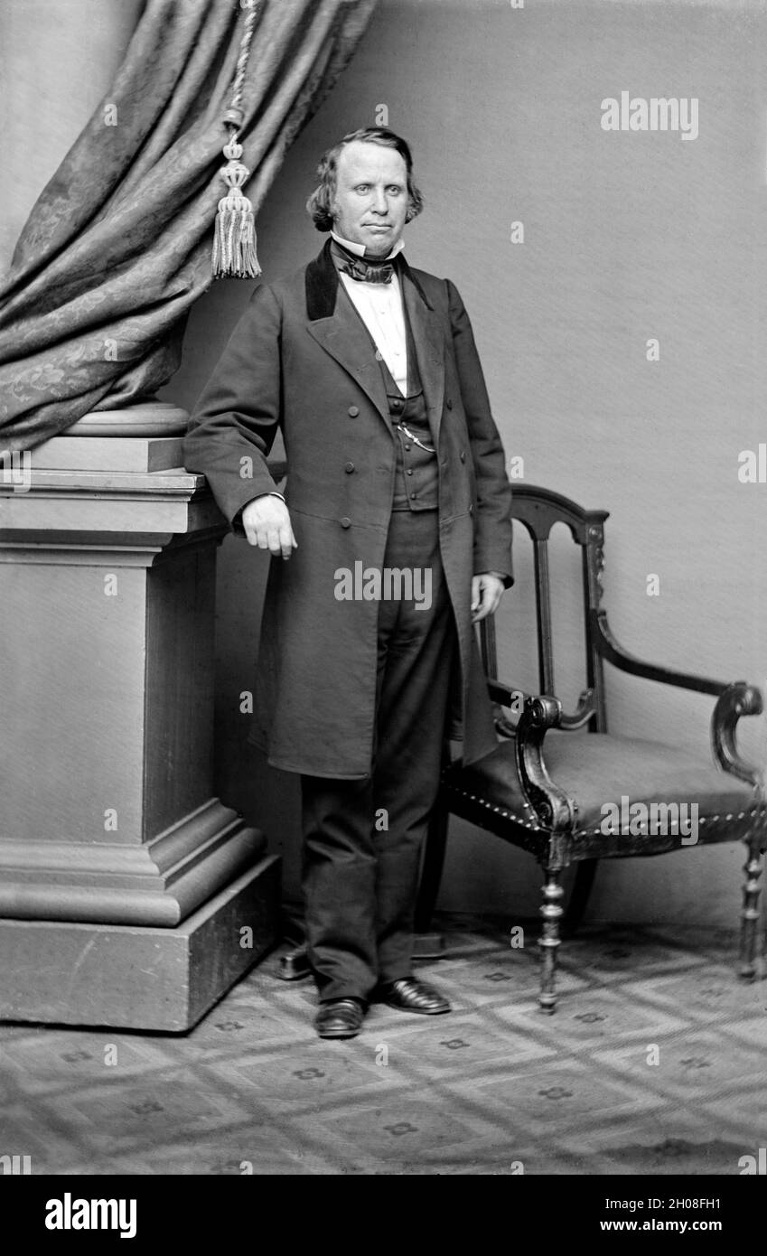 Henry Wilson (1812-1875), amerikanischer Politiker, US-Vizepräsident 1873-1875, US-Senator aus Massachusetts 1855-1873, Porträt in voller Länge, Mathew Brady Studio, Stockfoto