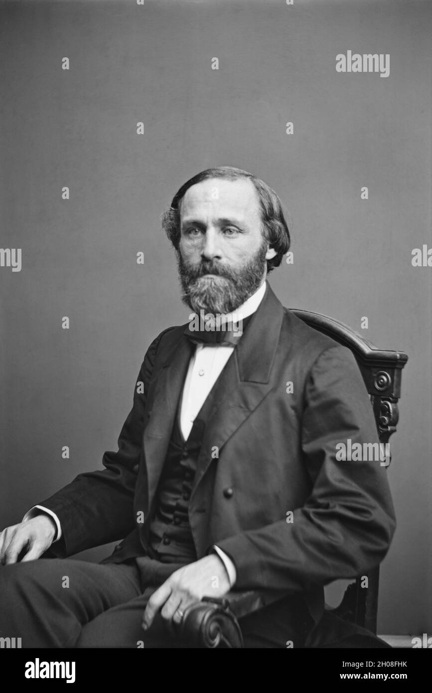 Henry L. Dawes (1816-1903), US-republikanischer Politiker, US-Senator aus Massachusetts 1875-1893, US-Repräsentantenhaus 1857-1875, halblanges sitzendes Porträt, Mathew Brady Studio, 1860 Stockfoto