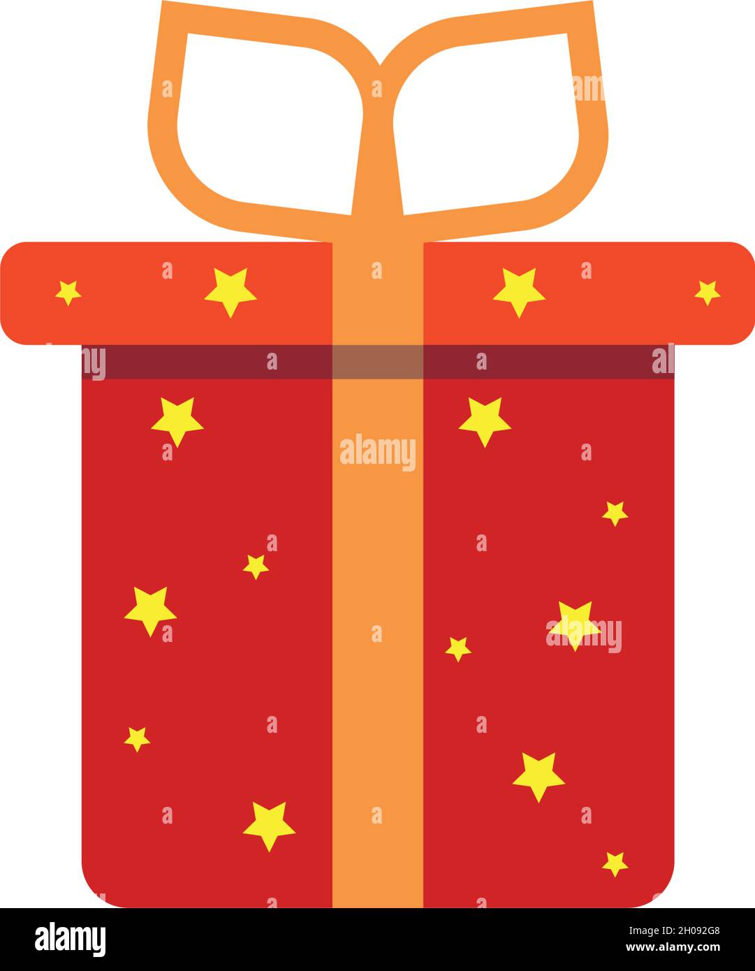 Überraschungs-rote Geschenkbox, Geburtstagsfeier, spezielles Geschenkpaket, Treueprogramm-Belohnung, Vektor-Symbol, flache Illustration Stock Vektor