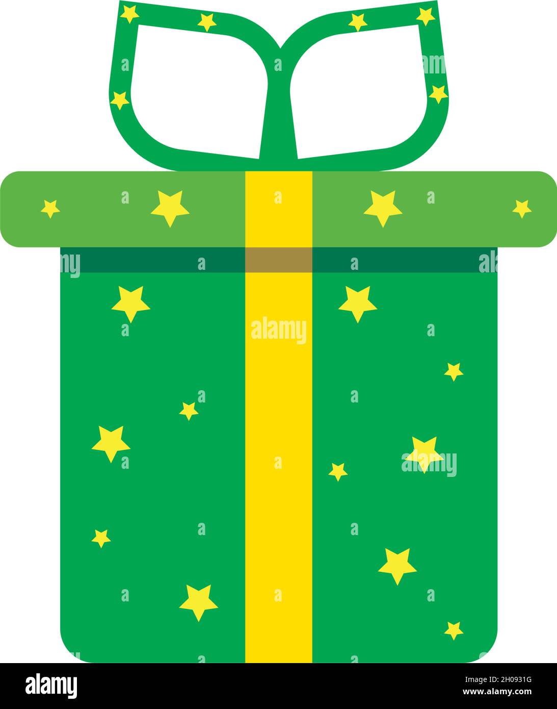 Überraschung grüne Geschenkbox, Geburtstagsfeier, spezielle Give Away Paket, Treueprogramm Belohnung, Vektor-Symbol, flache Illustration Stock Vektor