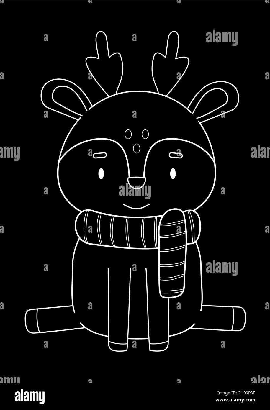 Weiße Kreide auf einem schwarzen Hirsch mit einem Schal Stock Vektor