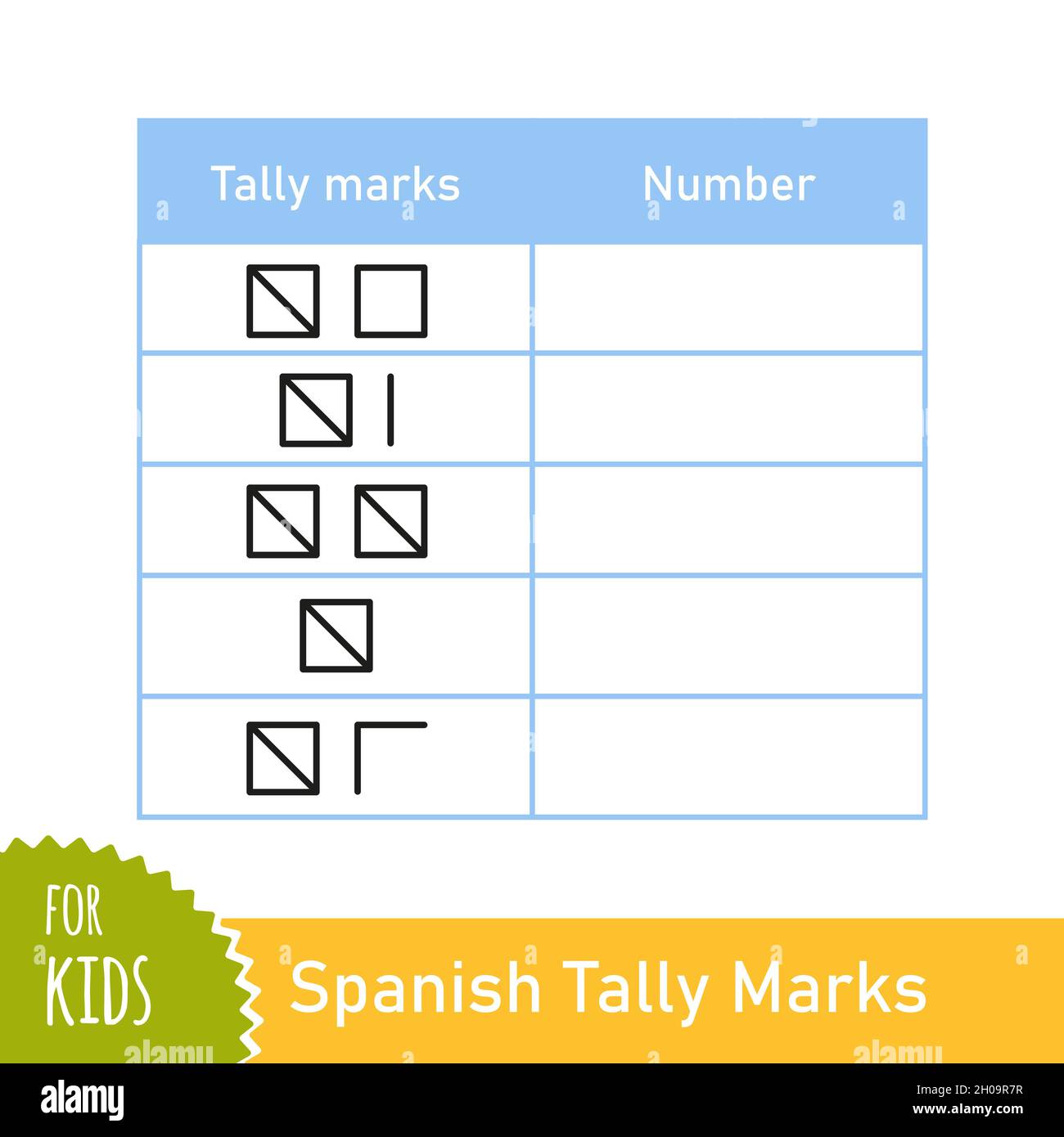 Mathematische Aufgabe mit spanischen Zählmarken. Zählspiel für Vorschulkinder und Schulkinder. Pädagogisches mathematisches Spiel. Vektorgrafik isoliert ein Stock Vektor