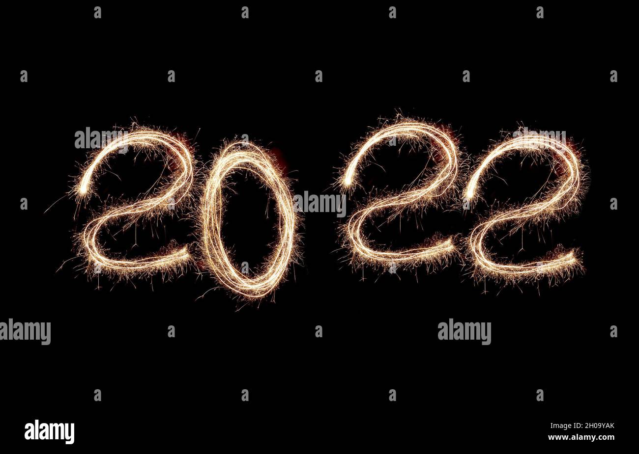 Frohes neues Jahr 2022, Zahlen Neujahrskarte, Neujahrsgrüße 2022 Stockfoto