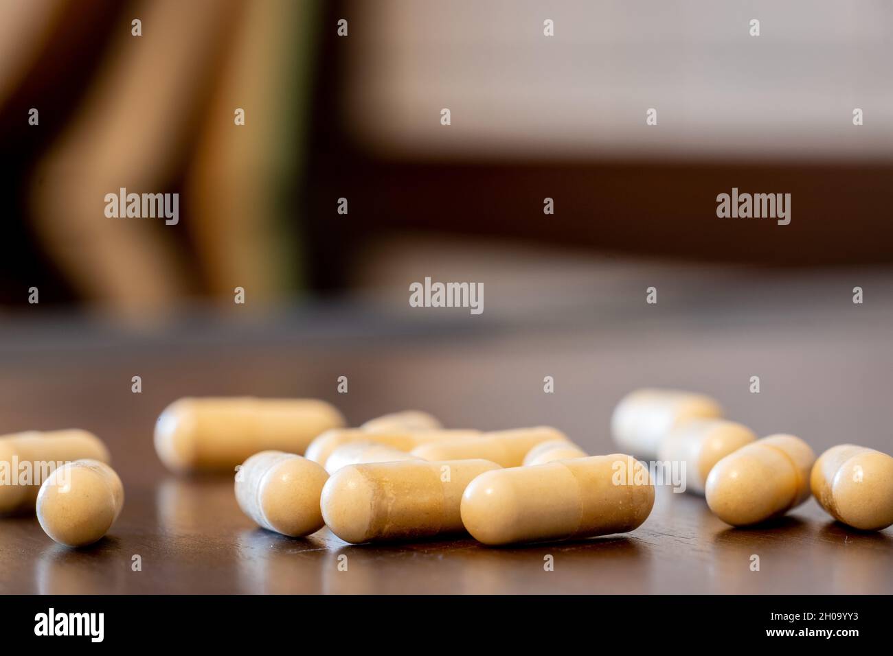 Nahaufnahme von Pillen mit einer hohen Dosis von Vitamin C Stockfoto