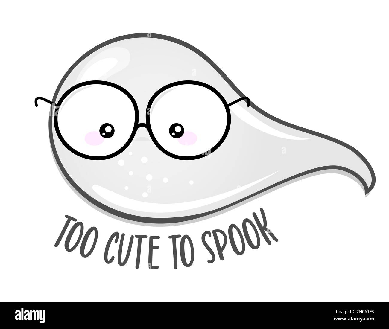 Zu niedlich zum Spuk, Happy Halloween - Nerd Geisterjunge. Spooky Ghost Doodle Draw for Print. Entzückendes Poster für Halloween-Party, gut für T-Shirts, Geschenke Stock Vektor