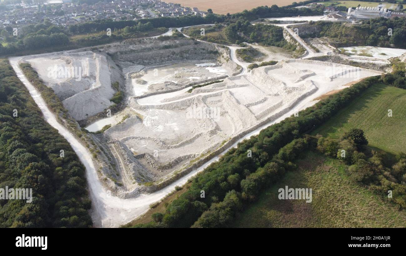 Luftaufnahme des Steinbruchs von Imerys Minerals, Beverley, East Riding of Yorkshire Stockfoto