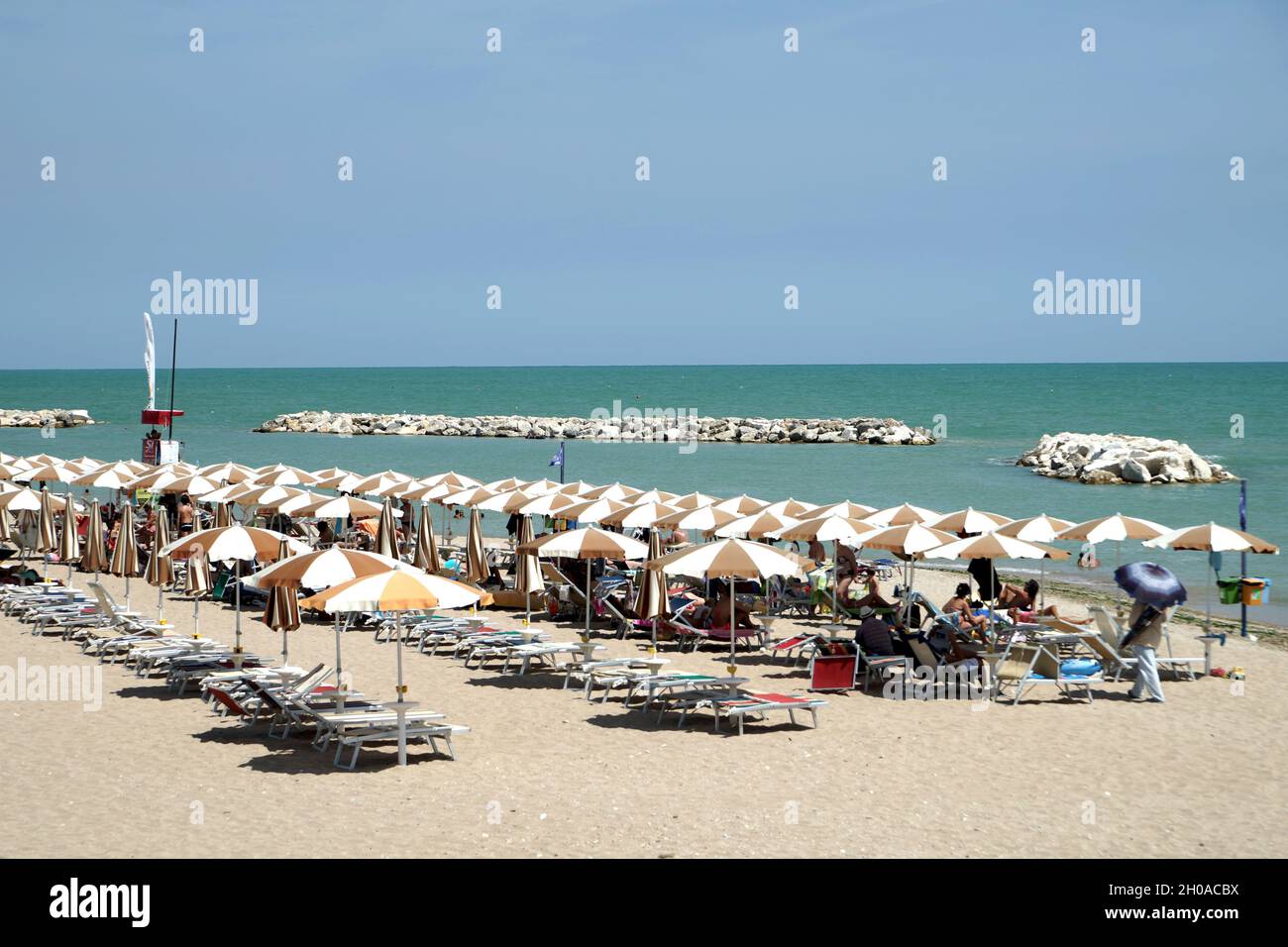 Strand, Porto Potenza Picena, Marken, Italien, Europa Stockfoto