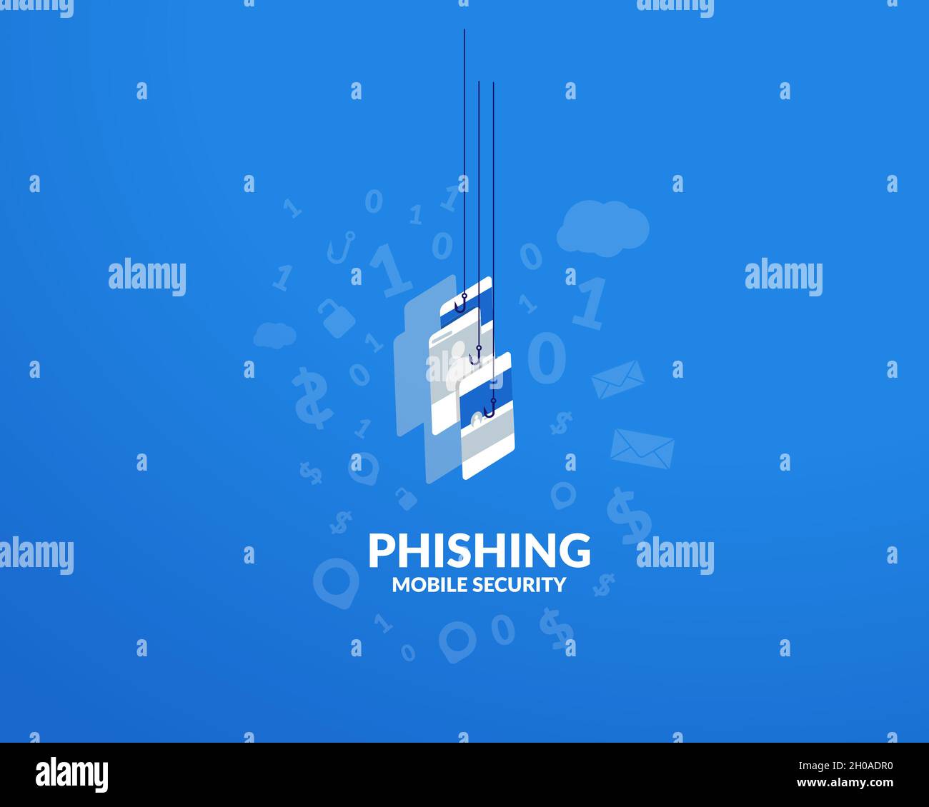 Phishingbetrug, Hacker-Angriffe auf das Netzwerk und Online-Internetsicherheit. Hacking Kreditkarten, Passwörter und persönliche Informationen.Cyber-Banking-Konto. Stock Vektor