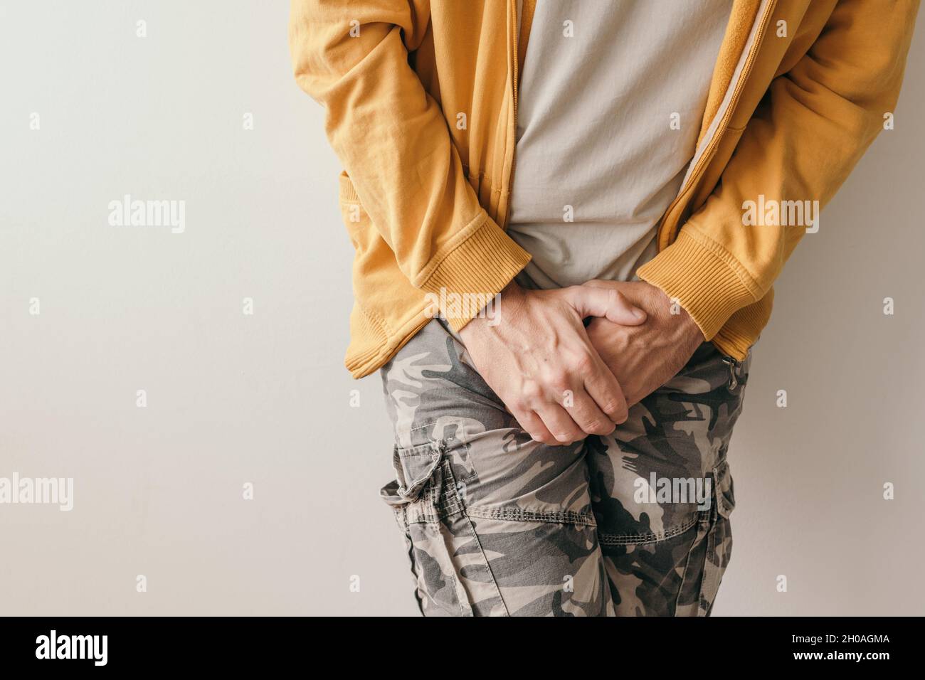 Prostatitis, schmerzende Schmerzen im Unterbauch Symptome für Erwachsene männliche Person Stockfoto