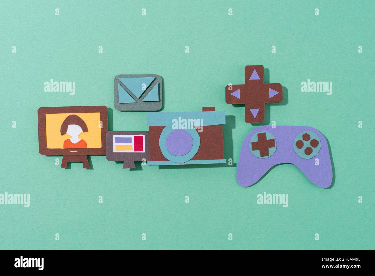 High-Angle Social-Media-Konzept Stillleben Stockfoto