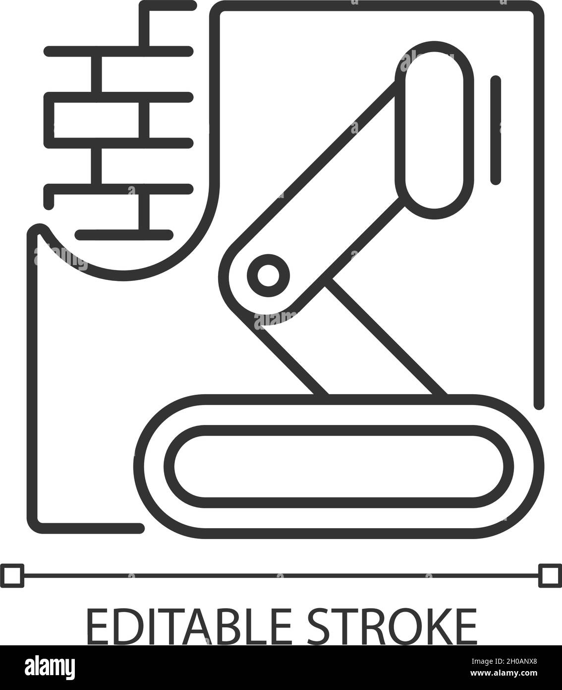 Robotik in Beton arbeitet lineare Ikone Stock Vektor