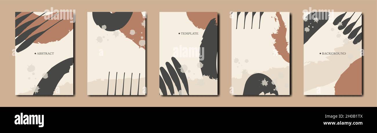 Set Abstract trendy universelle künstlerische Hintergrundvorlagen. Grunge Vintage-Stil. Geeignet für Cover, Einladung, Banner, Plakat, Broschüre, Poster, Karte Stock Vektor