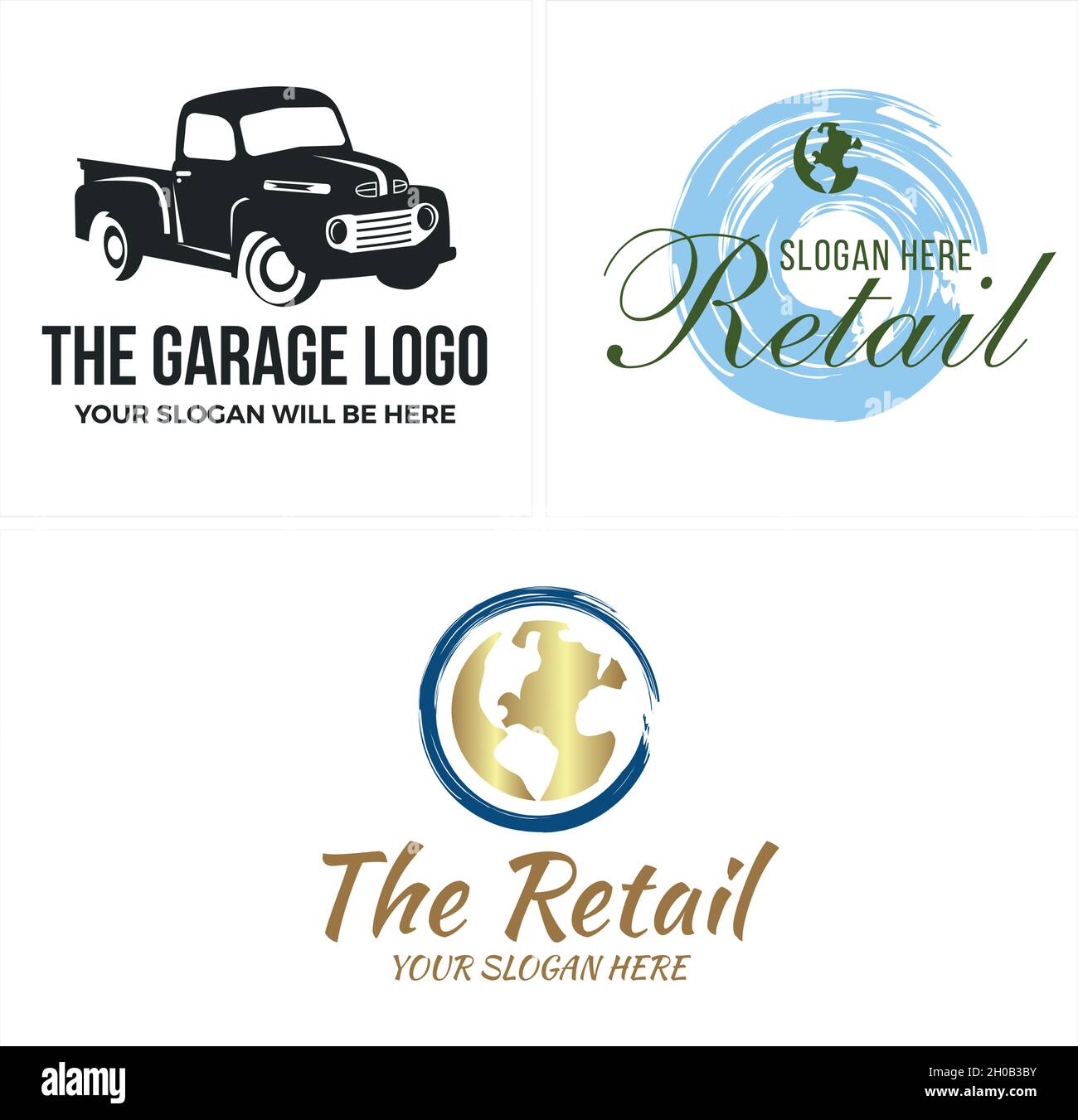Moderne Garage Einzelhandel Automobil Welt Logo-Design Stock Vektor