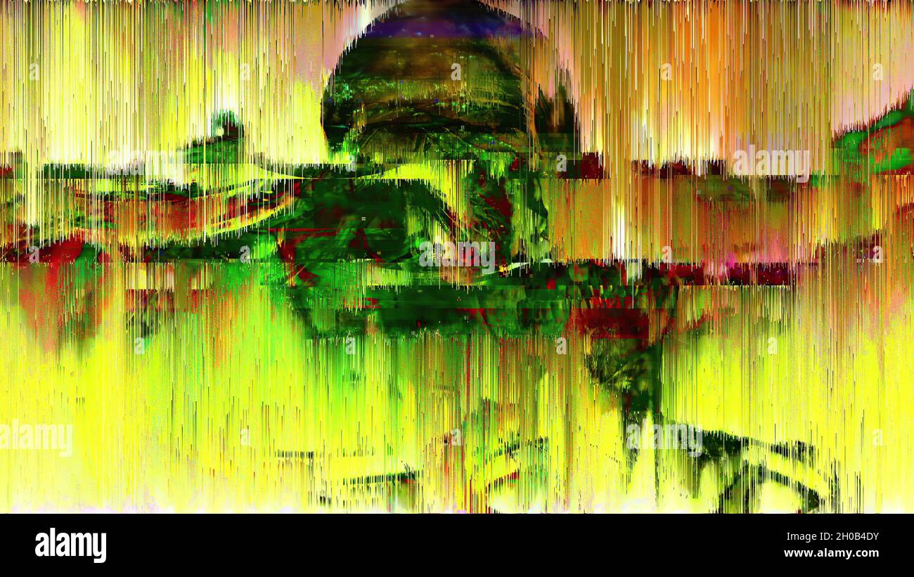 3d-Illustration - Digitale Pixelsortierung auf abstraktem Bildschirm Stockfoto