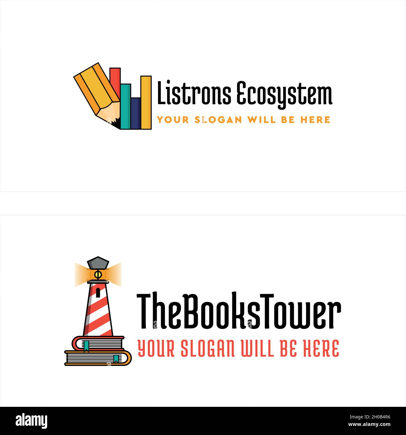 Moderne bunte Bildung Leuchtturm Buch Logo Design Stock Vektor