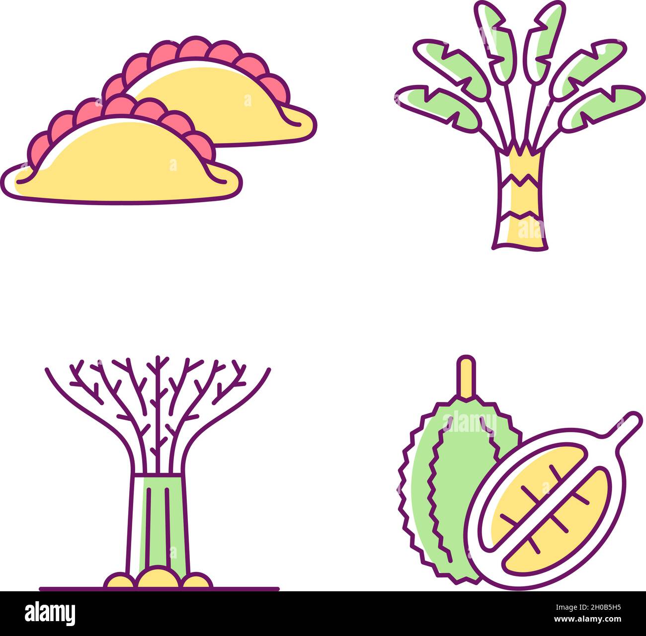 Pflanzen in Singapur RGB-Farbsymbole gesetzt Stock Vektor