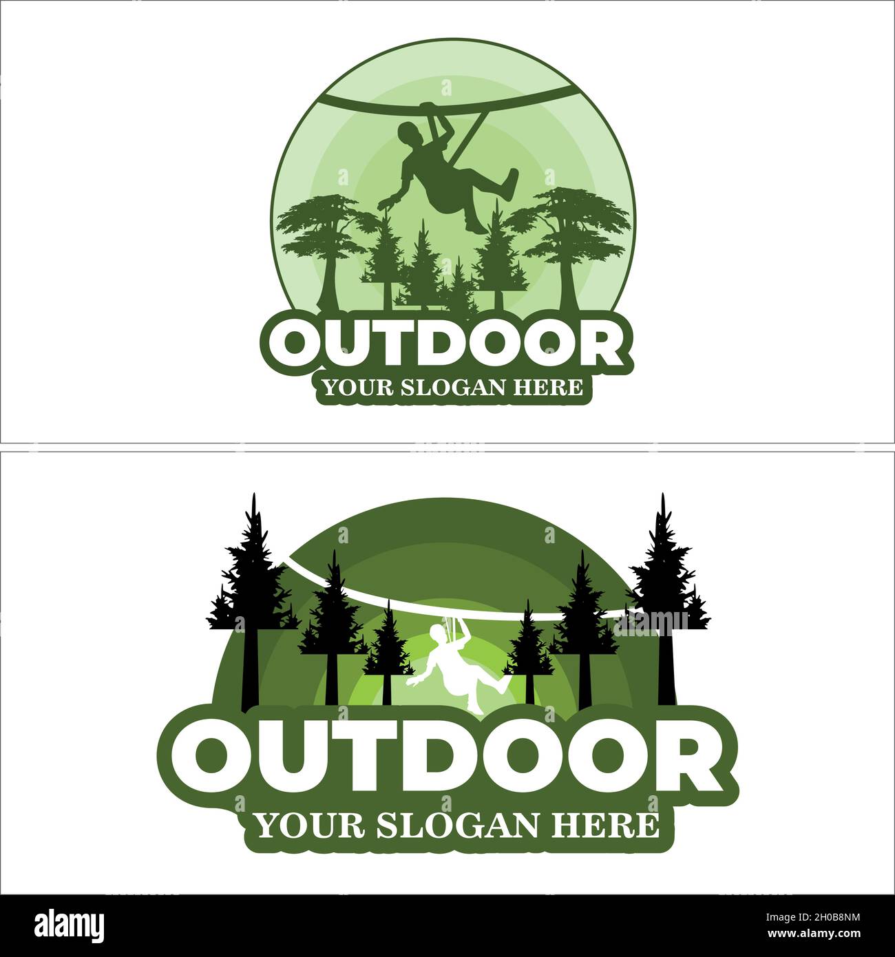 Set von Reise Erholung fliegenden Fuchs Baum Wald Logo-Design Stock Vektor