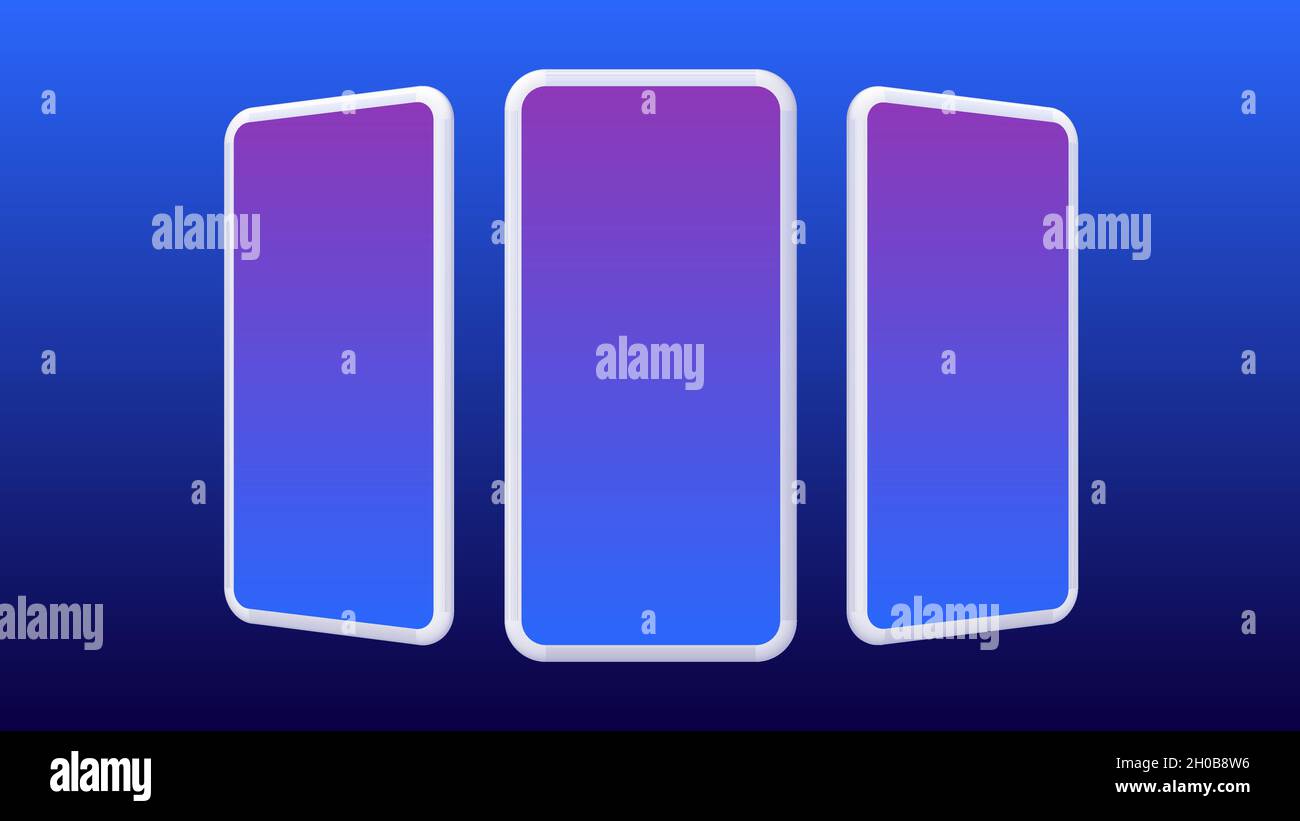 Grafik-Smartphones Mockup. Isolierte Elemente auf dem Verlaufshintergrund. Vektorgrafik Stock Vektor