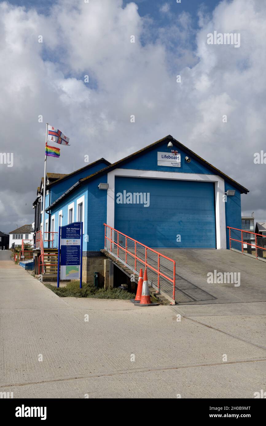 Rettungsbootstation Roggen Hafen Roggen Osten sussex england Stockfoto