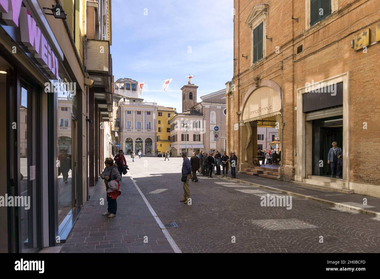 Platz Der Republik, Menschen, Jesi, Marken, Italien, Europa Stockfoto