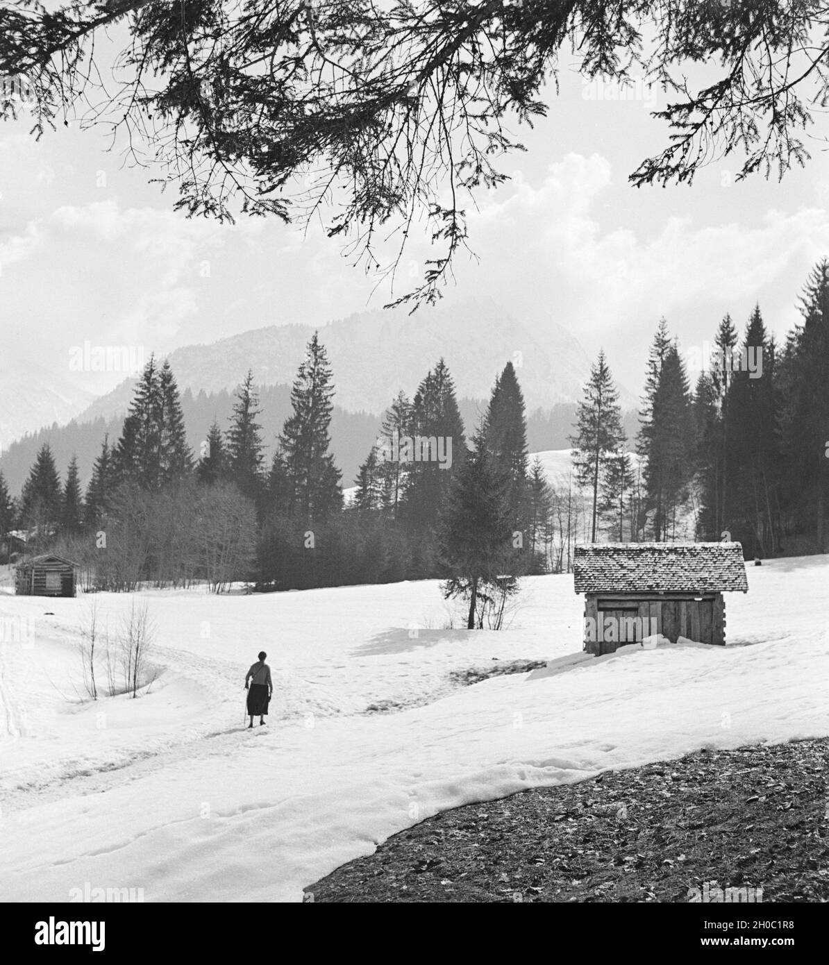 Ein Ausflug Nach Mittelberg in Österreich, 1930er Jahre Deutsches Reich. Eine Reise nach Mittelberg in Österreich, Deutschland der 1930er Jahre. Stockfoto