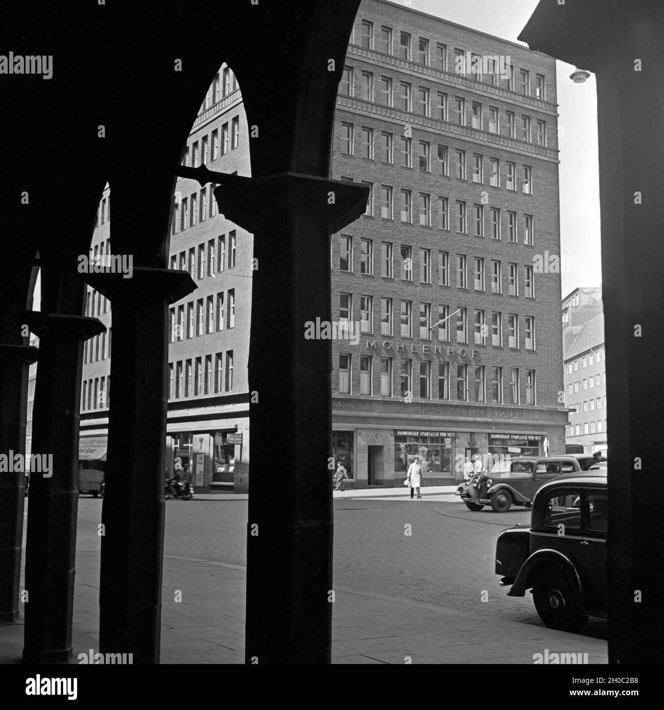 Das Mohlenhof Töpfermarkt im Kontorhausviertel in Hamburg, Deutschland 1930er Jahre. Mohlenhof Gebäude am alten Amt Quartal Hamburg, Deutschland 1930. Stockfoto