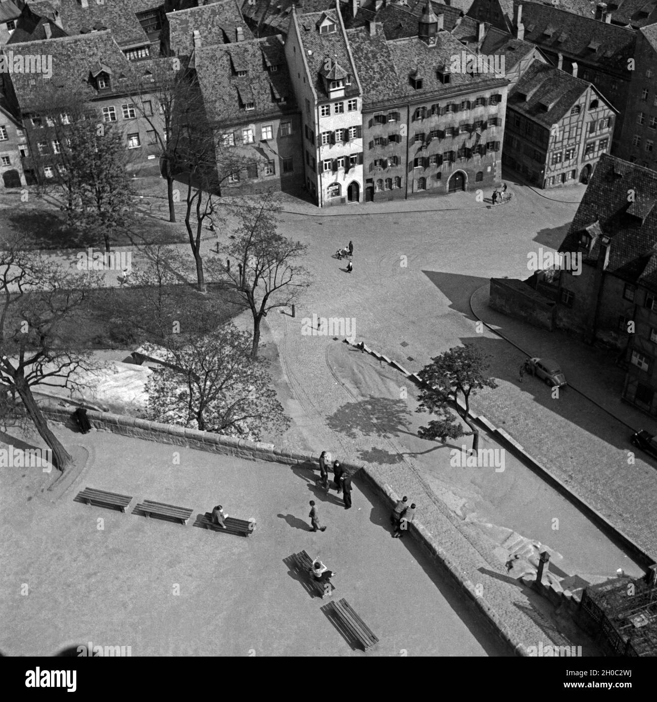 Blick von der Burg auf die Stadt Nürnberg, Deutschland 1930er Jahre. Blick von der Burg auf die Stadt Nürnberg, Deutschland 1930. Stockfoto