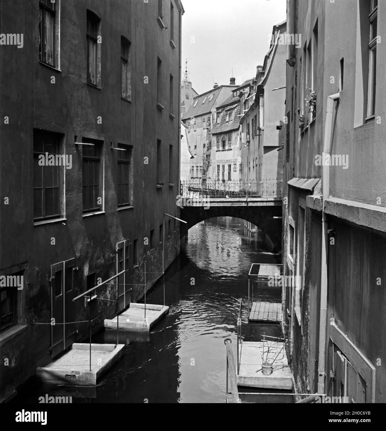 Der mühlgraben in der Innenstadt von Gera, Deutschland 1930er Jahre