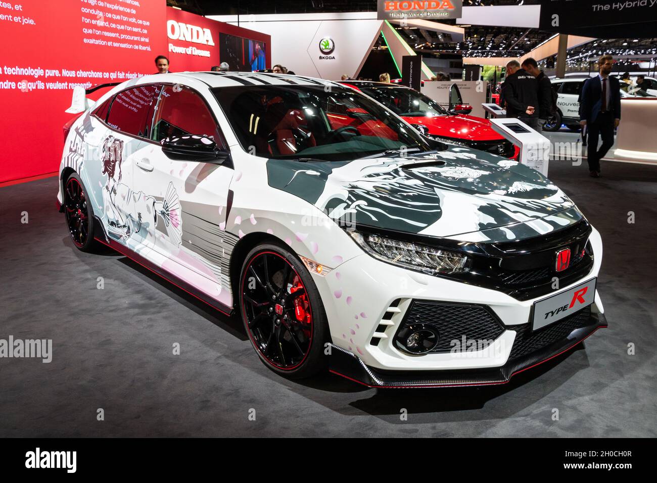 Honda Civic Type-R Sportwagen, der auf dem Pariser Automobilsalon vorgestellt wurde. Paris, Frankreich - 2. Oktober 2018. Stockfoto