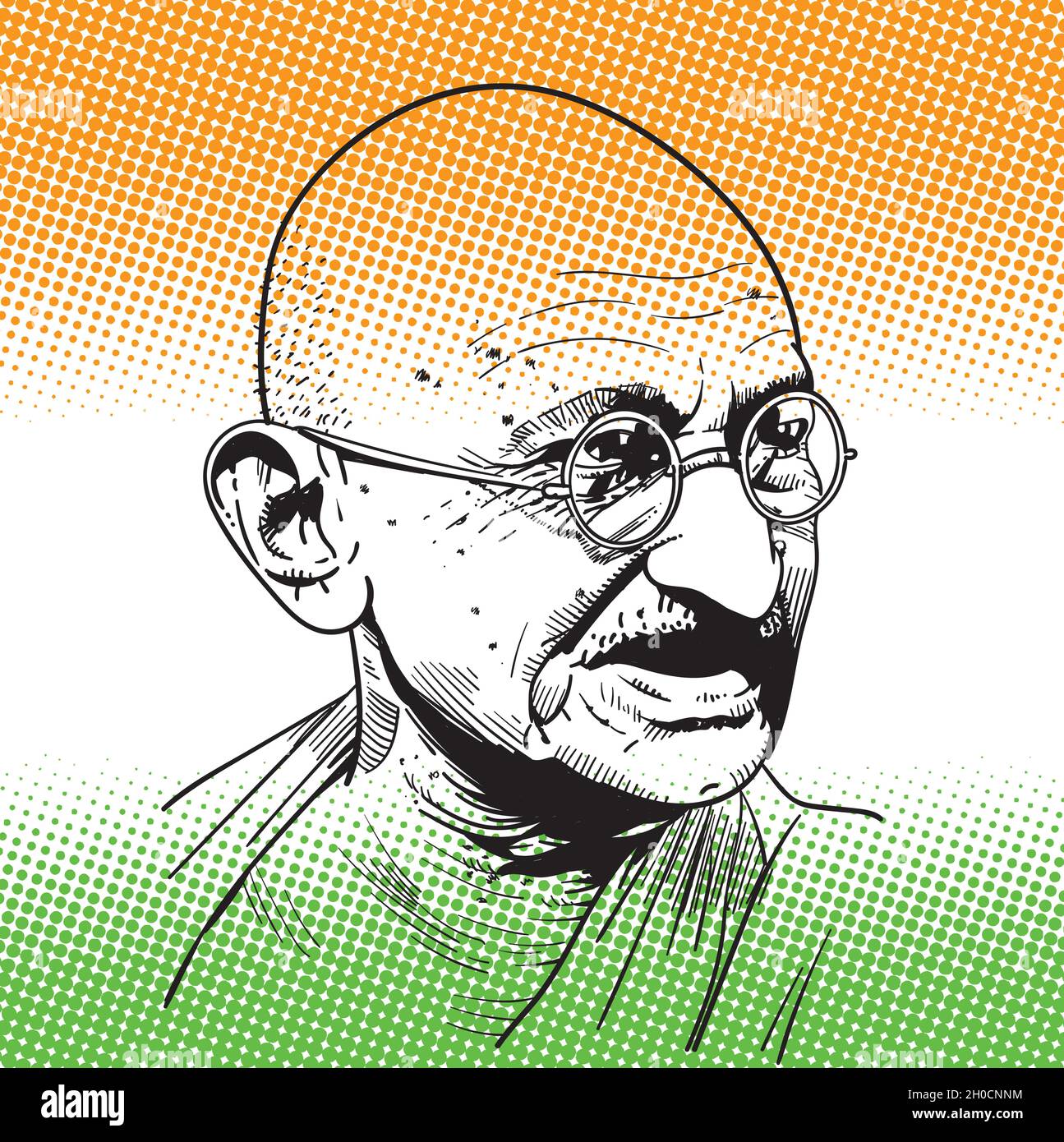 Mohandas Karamchand Gandhi war ein indischer Anwalt, antikolonialer Nationalist und politischer Ethiker. Vektor Stock Vektor