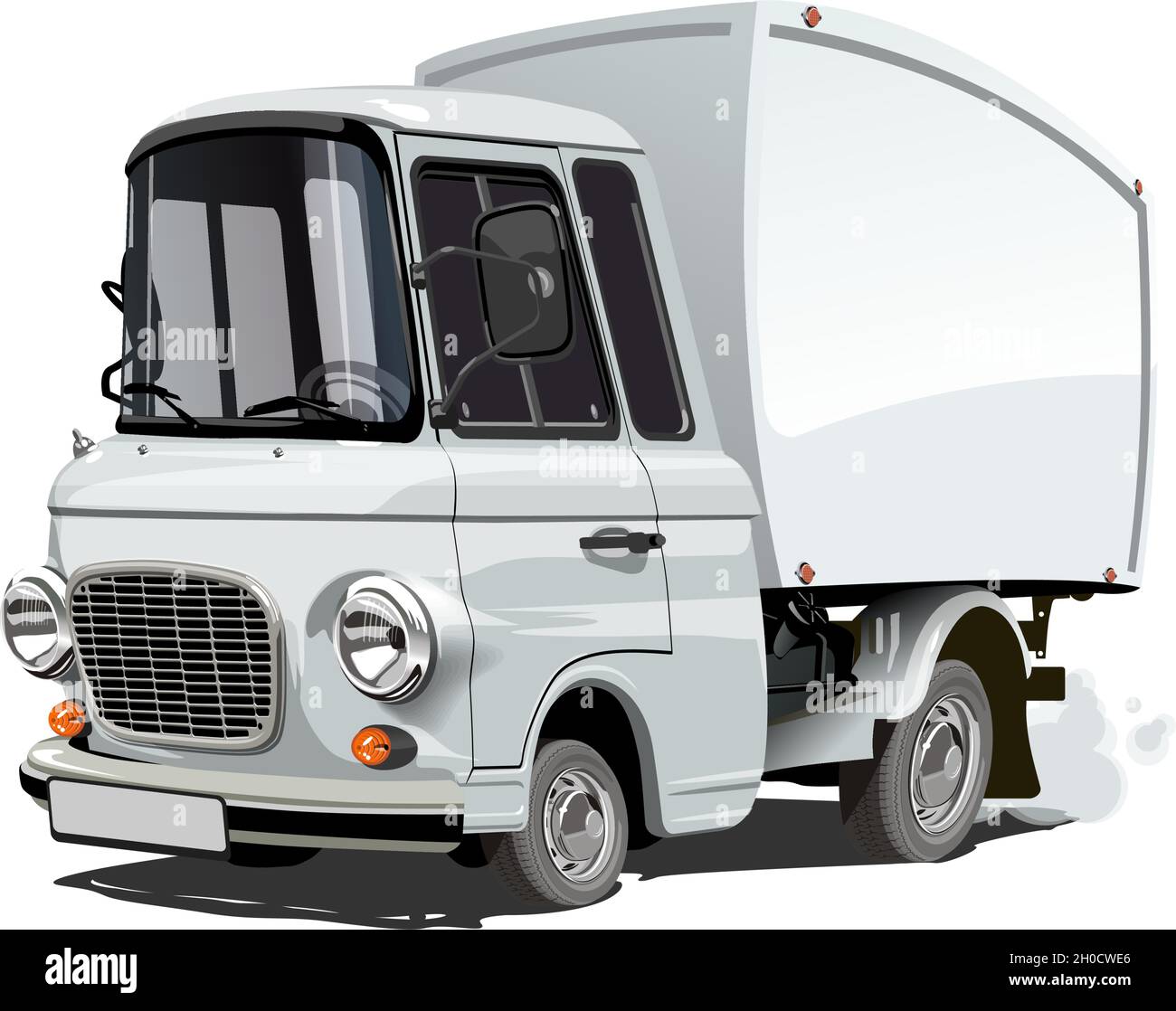 Cartoon retro Lieferung LKW isoliert auf weißem Hintergrund. Verfügbares EPS-10-Vektorformat, getrennt durch Gruppen und Ebenen Stock Vektor