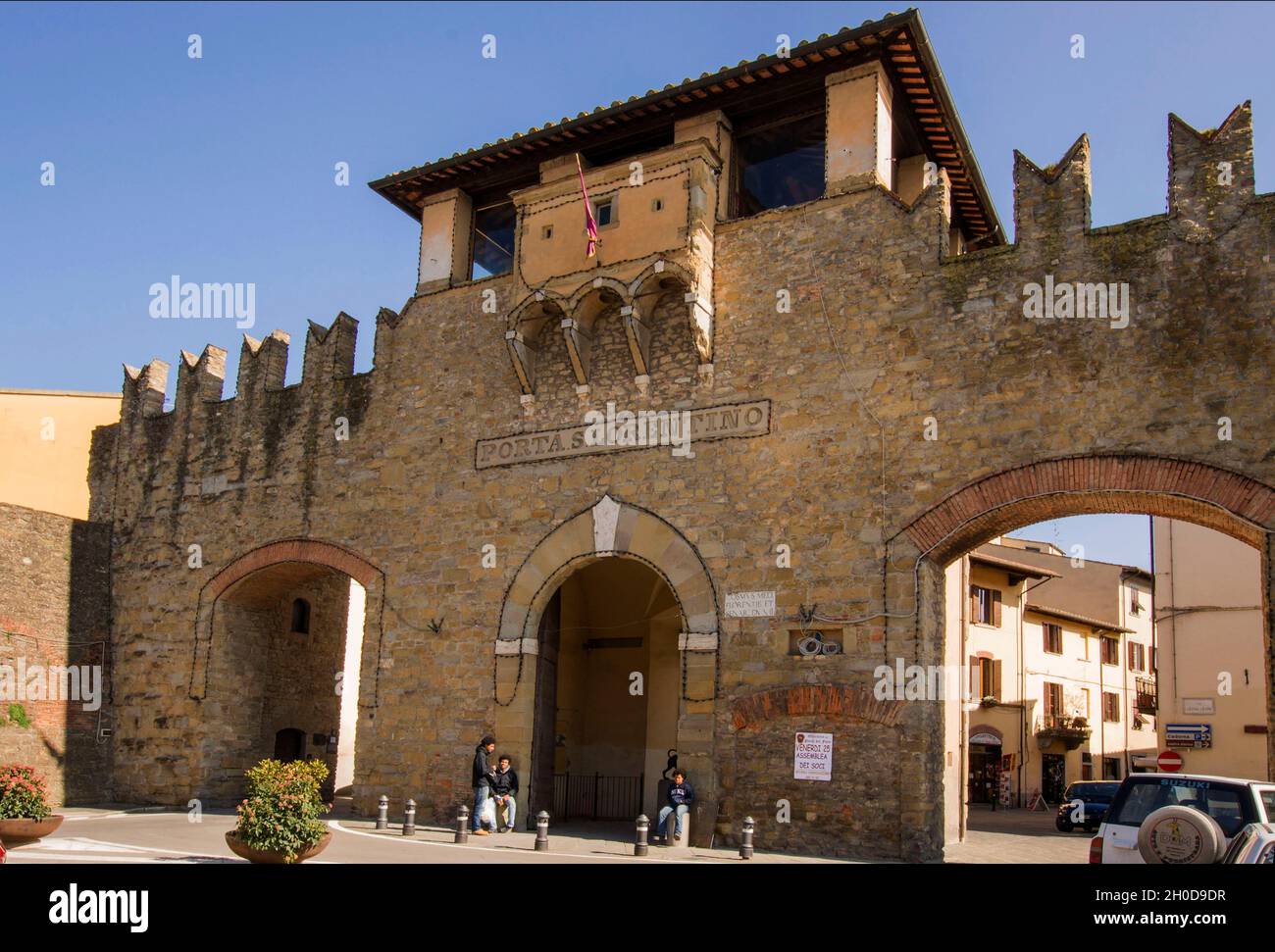 Poprta San Lorentino Tor, Arezzo, Toskana, Italien, Europa Stockfoto