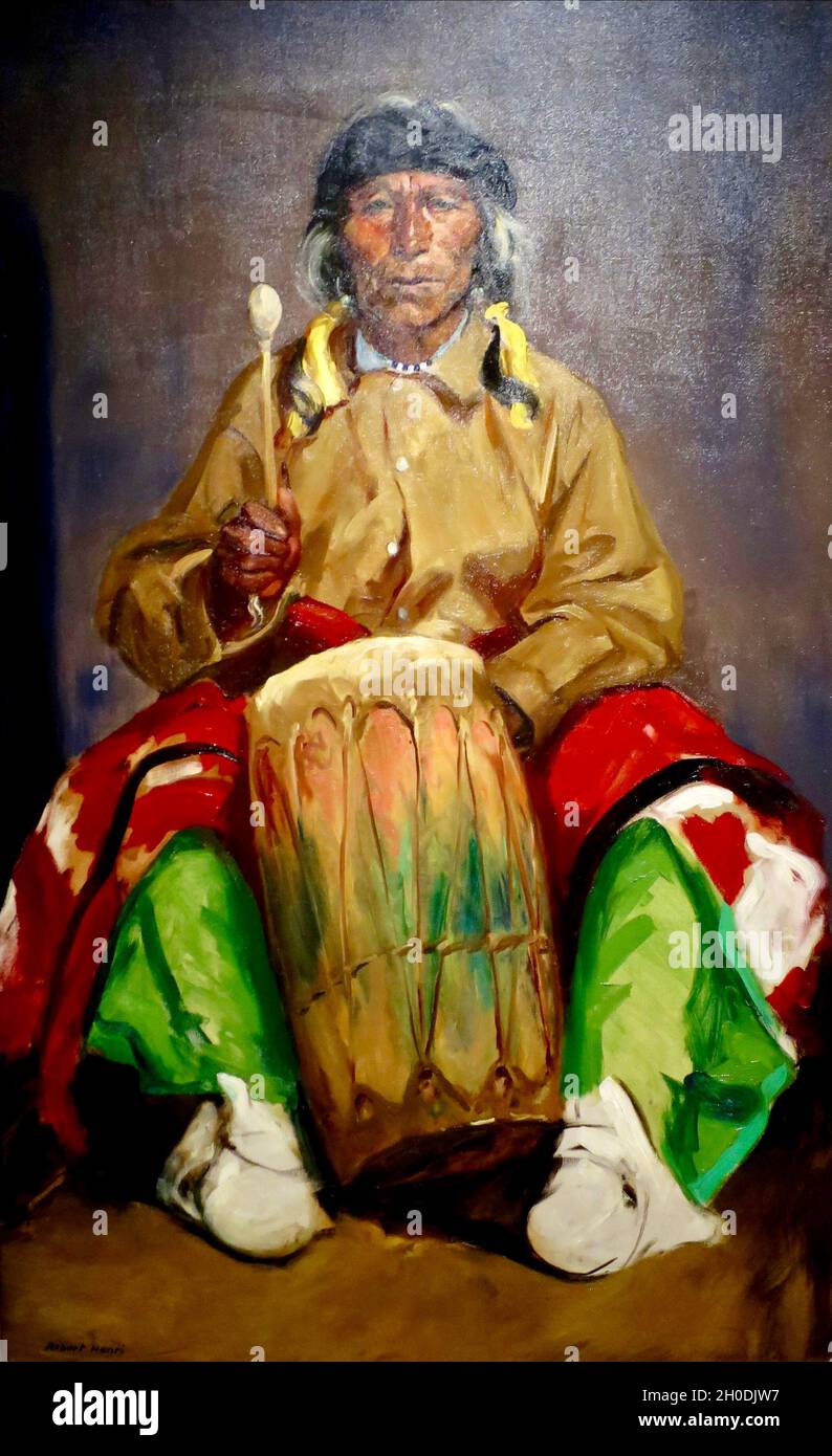 Robert Henri Kunstwerk mit dem Titel Portrait of Dieguito Roybal - San Ildefonso Pueblo Stockfoto